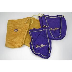 Lot 5 Crown Royal Drawstring Bags Suede Reserve (2) 9" Purple (2) 8" Purple (1)
